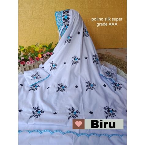 Jual Mukena Dewasa Terusan Polino Silk Super Bordir Kudusan Motif Tabur