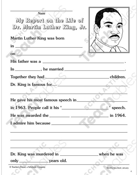 Martin Luther King Jr Activities Printable Lesson Plans And Worksheets Library