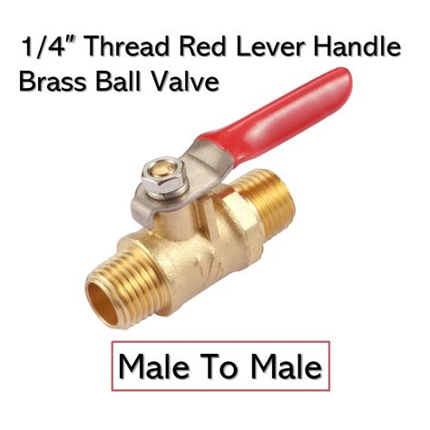 Male To Male 14 Pt Threaded Red Lever Handle Brass Ball Valve 1