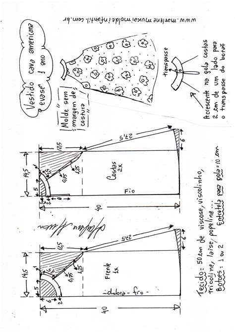 Vestido evasê trapézio cava americana simples DIY marlene mukai