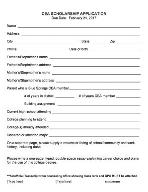 Fillable Online CEA Scholarship Representative Information Fax Email