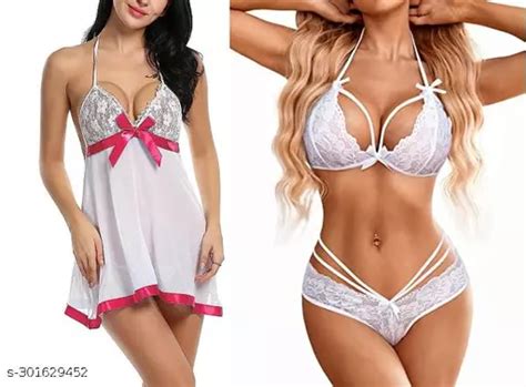 Redtech Combo Offer Babydoll Bikini Set Non Padded Bra Panty