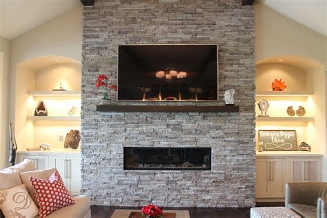 Fireplace With Stone Wall Homedecorish