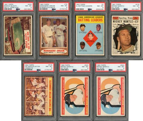 1960 1963 Topps Mickey Mantle PSA Graded NM MT Lot Of 7 Cards