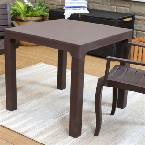 Sunnydaze In Plastic Square Patio Dining Table Brown