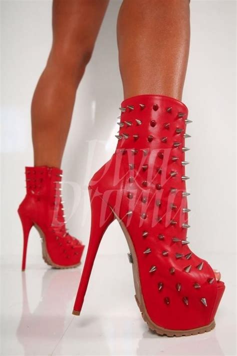 Red Spiked Heels Spiked Heels Stiletto Heels High Heels Spike Shoes