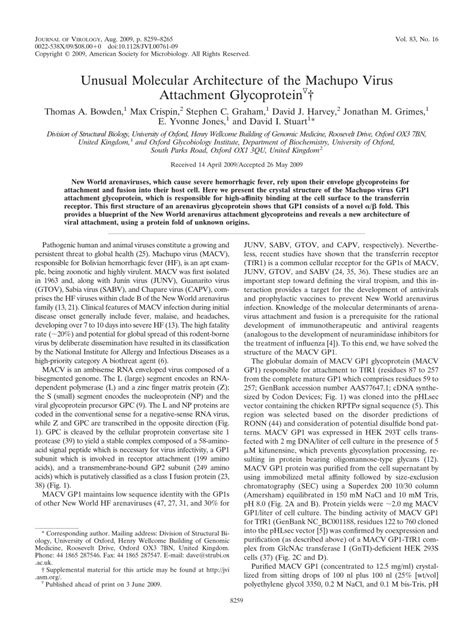 (PDF) Unusual Molecular Architecture of the Machupo Virus Attachment ...