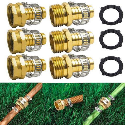 Costyle 3 Sets Garden Hose Repair Connector With Clamps Male And Female Garden Hose Fitting