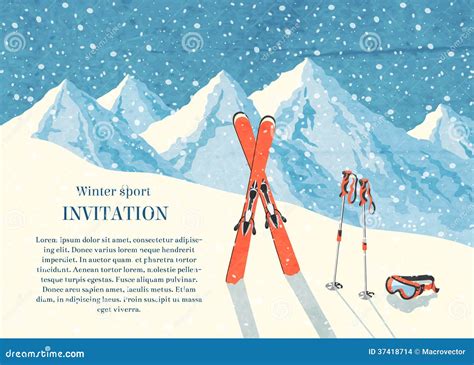 Ski Winter Mountain Landscape Card Stock Images Image 37418714