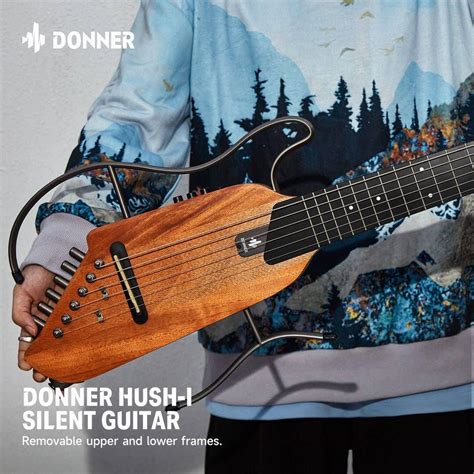 Donner HUSH Acoustic Electric Travel Guitar Headless Perform Silent