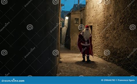 Santa Claus Around a Village on Christmas Night Stock Footage - Video ...