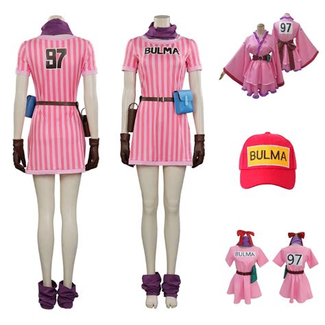 Bulma Disfraz De Anime Ball Z Para Mujer Vestido De Lolita Rosa Cintur