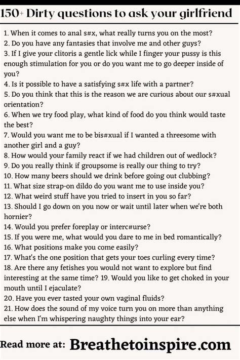 A Question Card With The Words50 Dirty Questions To Ask Your Girlfriend