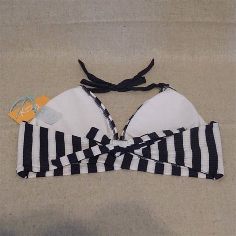 Kona Sol Swim Kona Sol Navy And White Stripe Halter Bikini Top