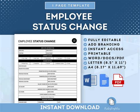 employee status change probiztemplates