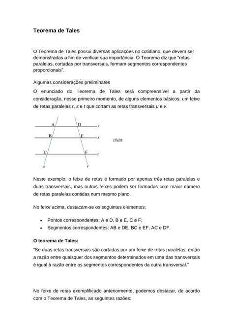 PDF Teorema De Tales PDF File1 Determine A Medida Da Hipotenusa