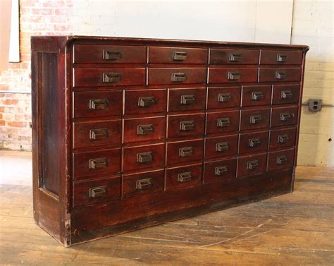 Apothecary Cabinet Vintage Industrial Wood Hardware Multi Drawer Storage Counter At 1stdibs