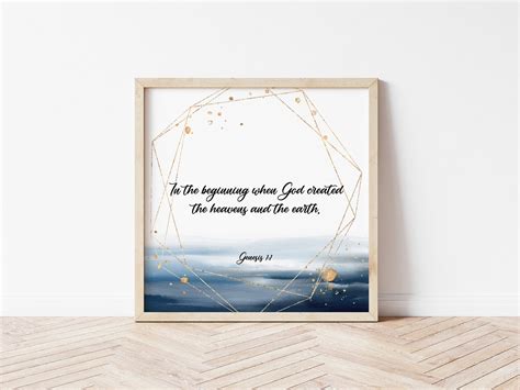 Genesis 1:1 Wall Art Bible Verse Wall Art Printable Gold - Etsy