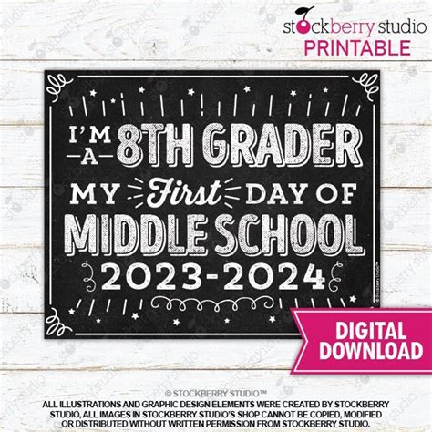 First Day Of 8th Grade Sign First Day Of Eighth Grade Sign Printable