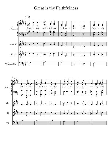 Great Is Thy Faithfulness Sheet Music For Piano Flute Violin Cello