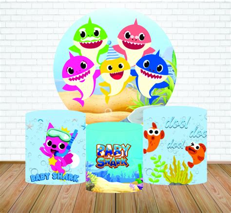 Kit Capa De Paineis E Cilindros Baby Shark Estilo Camisetas