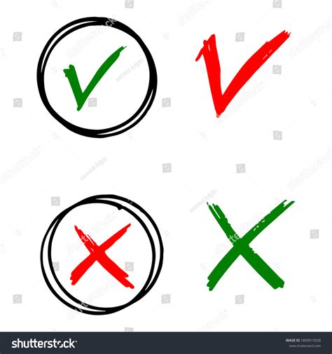 Tick Cross Black Signs Gray Checkmark Stock Vector Royalty Free