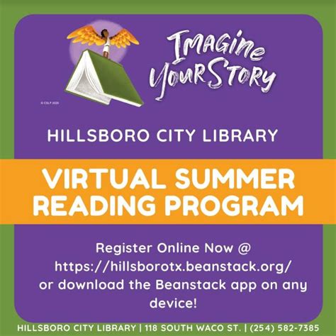 Hillsboro City Library Virtual Summer Reading Program Itasca ISD