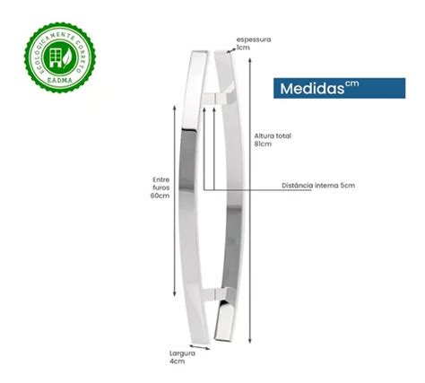 Puxador De Porta Pivotante Inox Curvo Cm Polido X R Em