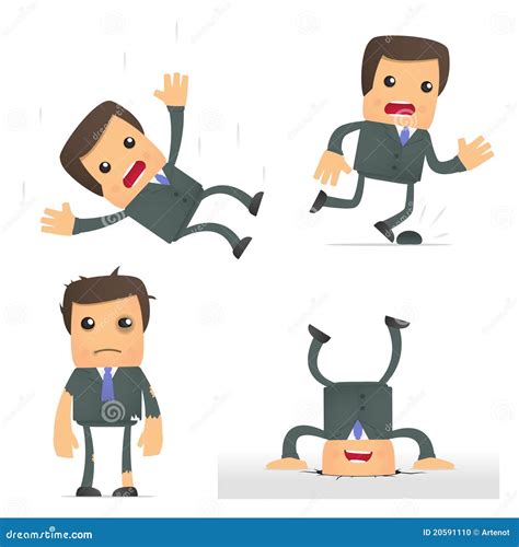 Funny Cartoon Businessman In A Dangerous Situation Stock Photo - Image: 20591110