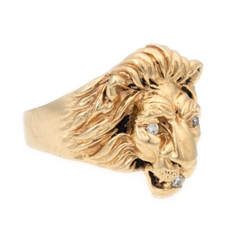 10 Karat Gold Lion Ring with Diamond Accents | Grandview Mercantile