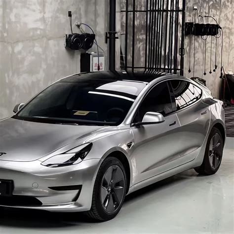 Tesla Model 3 Wrapbest Ravoony Matte Metallic Silver Glitter Car Wrap Tesla Model 3 Wrap