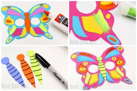 Butterfly Mask Printable Red Ted Art Kids Crafts