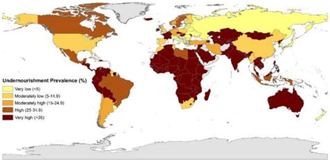 Global Map Showing The Proportion Of The Population Undernourished In