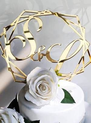 Cake Topper In Plexiglass Specchio Oro Personalizzato Con Le Iniziali