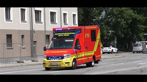 Rettungswagen Werkfeuerwehr Man Mtu M Nchen Auf Einsatzfahrt Youtube