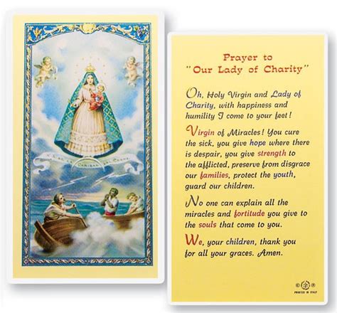 Prayer To Our Lady Of Charity Laminated Prayer Cards 25 Pack