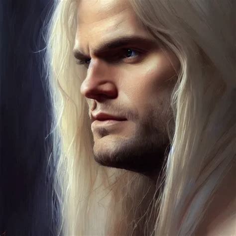 Henry Cavill With Luxurious Long Straight Blond Hair Stable Diffusion