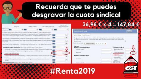 Desgravación De La Cuota Sindical En La Renta 2019