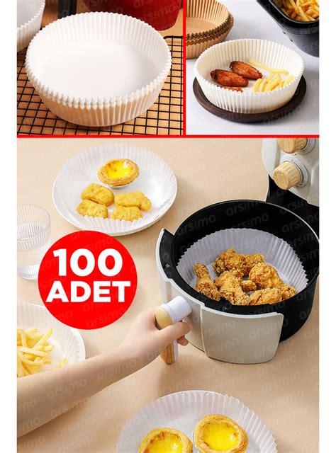 100 Adet Air Fryer Pişirme Kağıdı Fırın Kağıdı Yuvarlak Pişirme