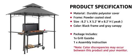 Cobana Grill Gazebo 8x 5 Outdoor Patio Backyard Bbq