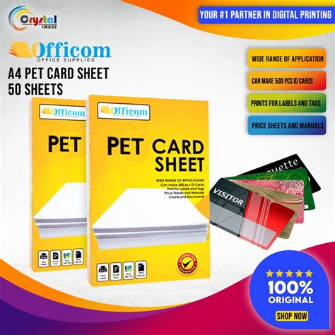 Officom PET Card Sheet A4 Size For ID Printing Bag Tag Calling Card