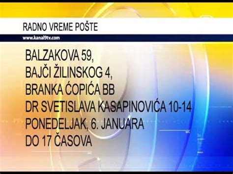 TV KANAL 9 NOVI SAD PRAZNIČNO RADNO VREME POŠTE YouTube