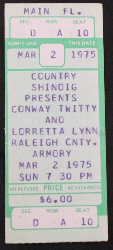 Ticket Concert Conway Twittyloretta Lynn Works Emuseum