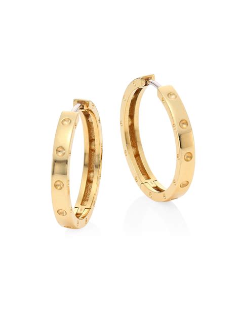 Roberto Coin Symphony 18k Yellow Gold Hoop Earrings 0 75 In Metallic Lyst