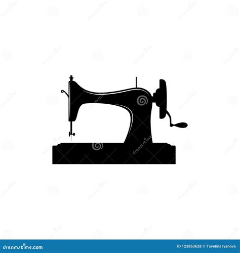 Vintage Sewing Machine Vector Silhouette Retro Sewing Machine Stock