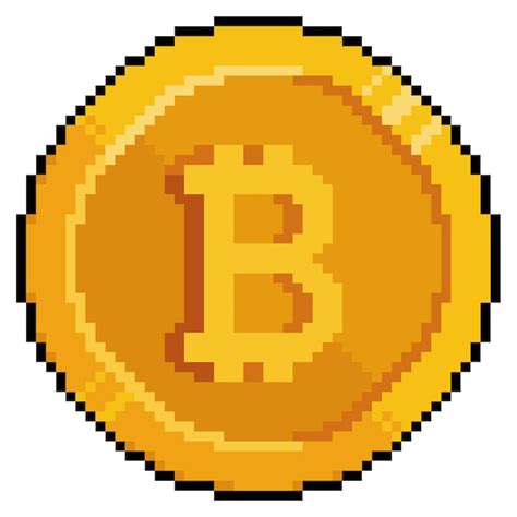 Pixel Art Bitcoin Moneda De Oro Icono De Juego De Criptomonedas Sobre