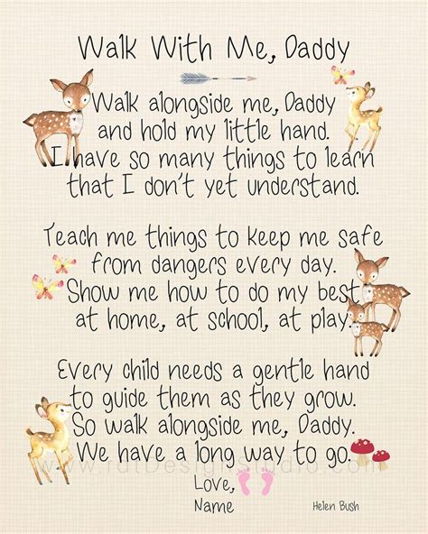 Walk With Me Daddy Poem Free Printable It Is Such A Sweet Poem And Has