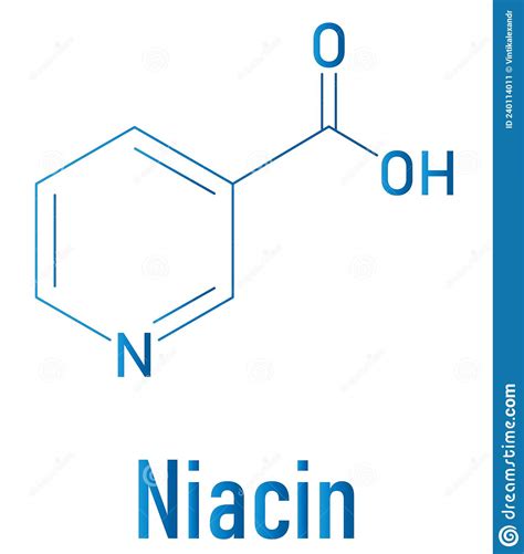 Vitamin B Or Niacin Molecule Skeletal Formula Stock Vector