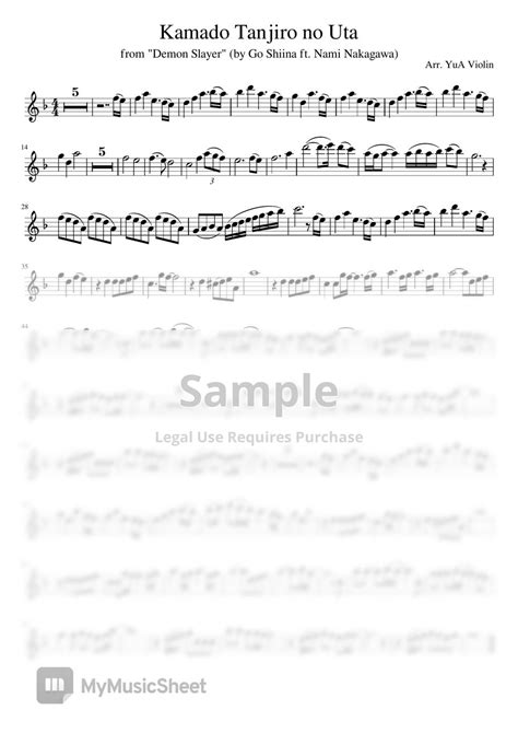 Go Shiina [full] Kamado Tanjiro No Uta From Demon Slayer Violin Flute Sheet By Yua Violin