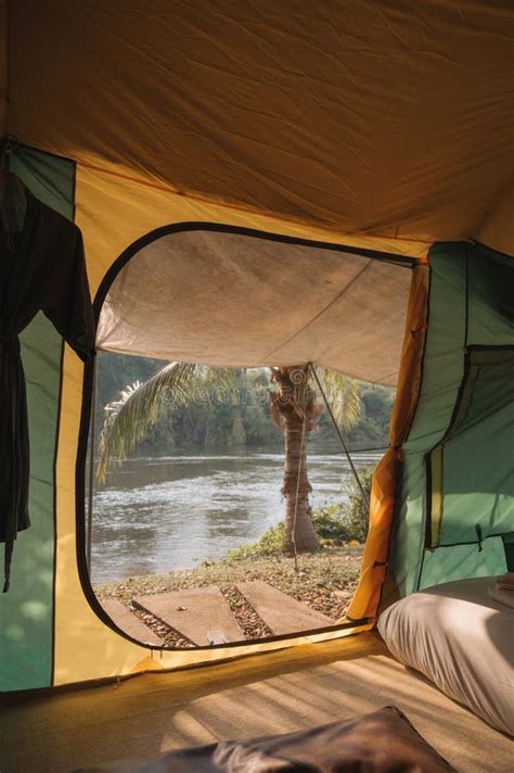 Inside of Large Comfortable Camping Tent on Campground in the Tropical ...